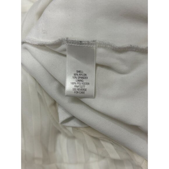 Dana Buchman L White Layered Mesh Stripe Top Sheer Blouse Long Sleeve Stretch - Picture 9 of 10